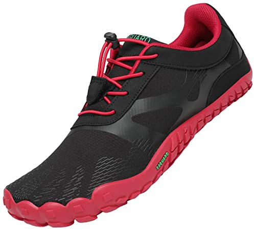 SAGUARO Barfußschuhe Herren Barfuss Schuhe Damen Barfussschuhe Outdoor Sport Zehenschuhe Fitnessschuhe rutschfest Traillaufschuhe Ja Rot,Gr.43
