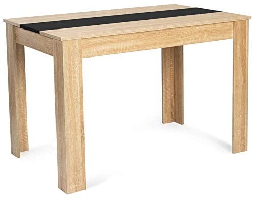 IDMarket ROZY - Mesa de comedor rectangular para 6 personas, forma de haya y negro, 110 cm