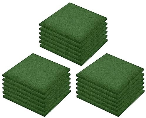 vidaXL 18x Losetas Protección de Caídas Baldosa Suelo Parque Muebles Proteger Máquinas de Deporte Gimnasios Piso Alfombra de Goma Verde