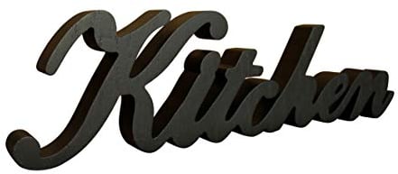 CVHOMEDECO. Rustikales Mattschwarzes Holzwortzeichen Freistehender Kitchen Schreibtisch/Tisch/Regal/Tür/Home Wanddekoration Kunst, 39,4 x 10,8 x 2,5 cm