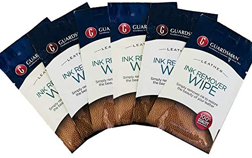 Guardsman Leather Ink Stain Remover Wipes - Pack of 6 | Ink Stain Remover from Leather - Clean Ink Stain from Leather & Vinyl to Restore the Beauty of Leather (Packaging May Vary)