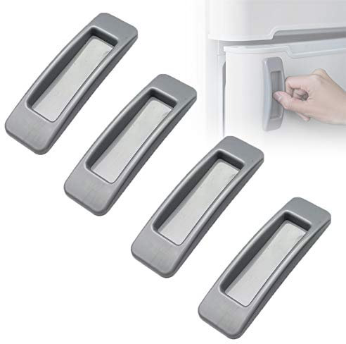Winlauyet 4 Pcs Self-Stick Kitchen Cabinet Door Window Handle Helper Auxiliary Handle Sticker Convenient Opening Stick-on Handles (Grey)