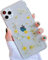 Tybiky iPhone 11 Case Dried Flowers Mobile Phone Case Crystal Gel Protective Thin Handmade Everlasting Flower Bumper Case Cover Shell Protective Case for iPhone 11 Little Yellow Flower