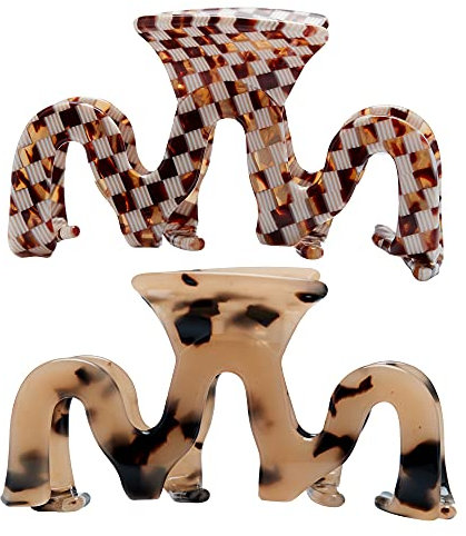 Große Schildpatt-Haarspange, 8,9 cm, Zellulose-Acetat, Haarklammer, kariert, französisches Design, Haarklammer für Frauen und Mädchen (2 Stück)