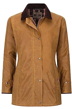 WALKER AND HAWKES - Victoria - Damen Country-Jacke gewachst - für die Jagd geeignet klassischer Stil - Beige - EU 46 (UK 18)