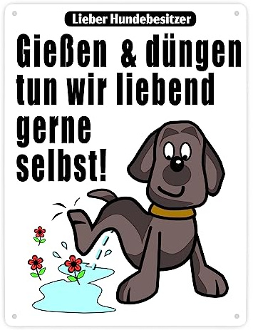 Gießen und düngen - Kein Hundeklo Schild in weiß als lustiges Geschenk für Gartenbesitzer die gegen Hundehinterlassenschaften auf dem Grundstück vorgehen wollen
