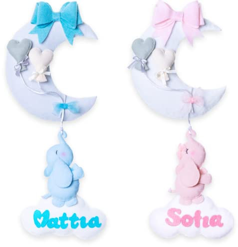 Fiocchi Nascita Bambina e Bambino con Nome Personalizzato - Fiocco Nascita Bimbo da Esterno o Interno - Fiocco Nascita Bimba Personalizzato