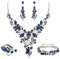 EVER FAITH Parure Bijoux Femme Mariage Mariée Cristal Marquise Feuille Collier Boucles d'oreilles Bracelet et Bague Bleu Argent