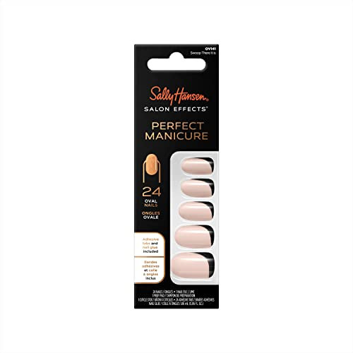 Sally Hansen Salon Effects Perfect Manicure, Swoop in There Oval, Press on Nails with Adhesive Tabs & Glue, Easy Apply, 24 Pcs, Manicure at Home