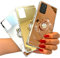monjour Handy Hülle Ring Handytasche für Huawei P20 Lite mit Schminkspiegel Silikon Handyhülle Halterung in Rosa mit Bling Bling Glitzer Brosche