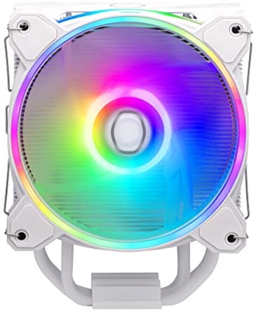 Cooler Master Hyper 212 Halo CPU-Luftkühler – reinweißes Aluminium-Finish, 4 kontinuierliche Direktkontakt-Heatpipes mit Lamellen, MF120 Halo2 ARGB-Lüfter, LGA1700 & AM5 Kühler, ARGB Erkennung - weiß