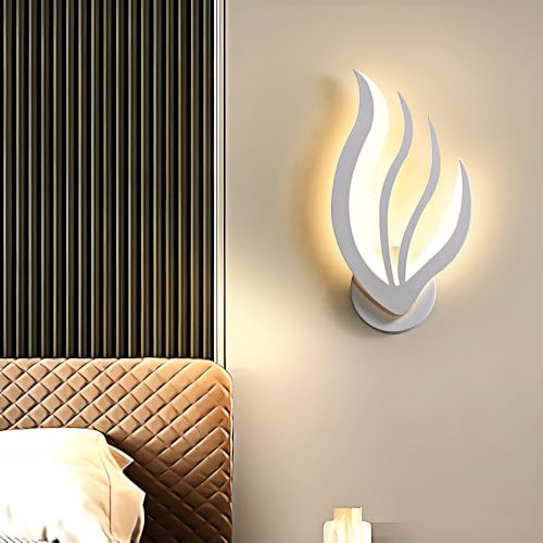 Goeco LED Wandlampe Innen, 15W Weiß Modern Wandleuchte aus Acryl, 3000K Warmweiß Wandbeleuchtung Innen für Flur, Treppe, Eingang, Schlafzimmer, Wohnzimmer, Arbeitszimmer, Kinderzimmer