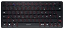 CHERRY KW 9200 MINI, Clavier Compact Multi-Appareils Jusqu’à 4 Appareils, Disposition Française (AZERTY) Bluetooth, 2,4 GHz ou Filaire, Rechargeable, Noir