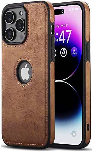 AIOVETEAB Cover Compatibile con iPhone 14 Pro Max,PU Pelle Premium Custodia Slim Sottile Retrò Business Flessibile Antigraffio Case Posteriore Protettiva Per iPhone 14 Pro Max (Marrone)