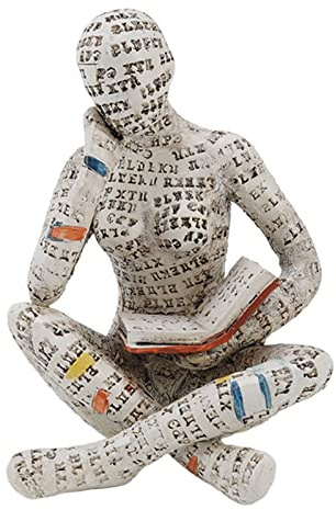 KIMISS Dekorative Lesende Figur Skulptur,Grau, Lesefigur aus Harz, Zellstoffharz, Lesende Frauenfigur, Innovative Dame, die Zellstoffform-Bücherregal-Ornamente für die Heimdekoration Liest (G)