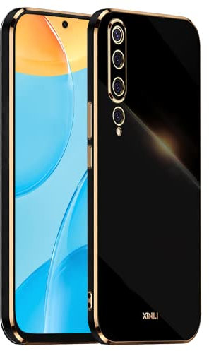 HONLEN Hülle für Xiaomi MI 10 5G (6.67 Inches), Weiche Silikon-TPU-Hülle, Galvanisiertes Rahmendesign - Schwarz