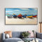 DAFLER Abstrait Voilier Toile Mur Art Coloré Bateau Peinture Paysage Marin Oeuvre Peinture Style Moderne pour La Décoration Intérieure Salon 60x120cm sans Cadre