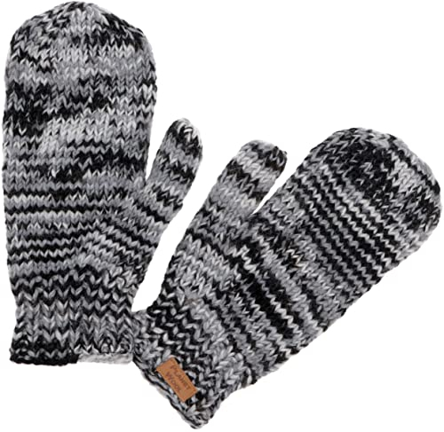 GURU SHOP Handgestrickte Fausthandschuhe, Wollhandschuhe, Handschuhe, Fauster, Herren/Damen, Grau Melliert, Wolle, Size:One Size