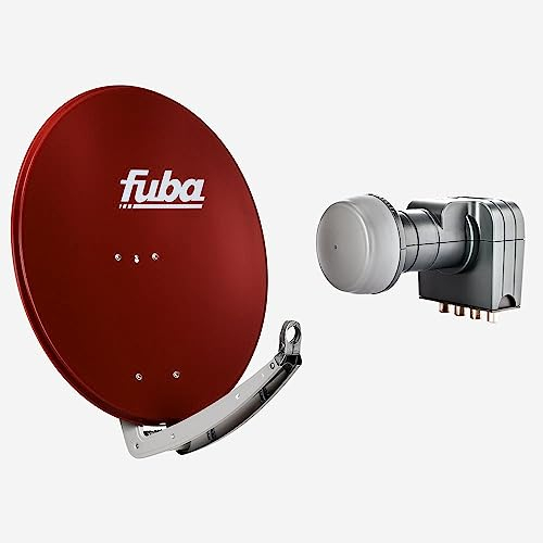 Fuba Sat Anlage 4 Teilnehmer | DAA 780 R Satellitenschüssel 80cm Alu rot (Testergebnis: ausgezeichnet)* + Fuba DEK 417 Quad LNB 4 Teilnehmer (DVB-S2, HDTV, UHD 4K/8K, 3D) mit LTE-Störfilter