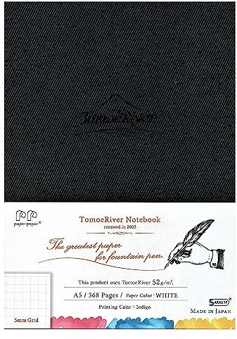Tomoe River FP (52 g/m²) Notizbuch von SANZEN, 14,9 x 21 cm, 368 Seiten (184 Blatt), Hardcover, 5 mm kariert, fadengebunden, weiß (SR-A5HBW)