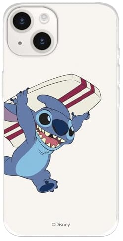 Case Compatible with iPhone 15 Official Disney Stitch to Protect Your Mobile Phone, Transparent Silicone Case with Official Licence by Lilo & Stitch
