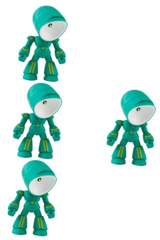 DOITOOL 4 Stück Roboter-tischlampe Tisch Nachtlicht Roboterlampe Led-nachtlichtbirnen Roboter-schreibtischlampe Geführtes Nettes Nachtlicht Raumlicht Einstellbar Student Knopfbatterie