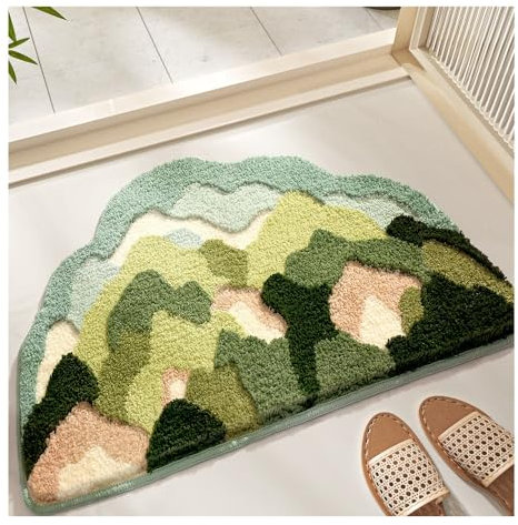 SSDH Badematte Personalisierte Fußmatte Lustiger Teppich Saugfähiger Badezimmerteppich Waschbarer Beflockter Badezimmerteppich rutschfeste Matte (Berg)