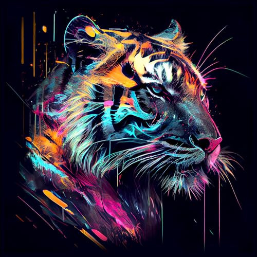 Pro-Art Glasbild Colorful Tiger Head II, 80x80 cm