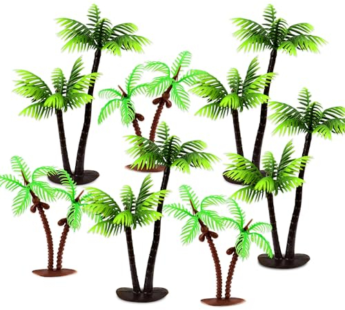 Blumomon 15Pcs Green Palm Tree Cake Decoration Coconut Tree Cupcake Topper Coconut Palm Landscape Model,Suitable for Cake Decoration Landscape Models or House Decoration Supplies