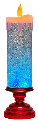 Kliplinc LED-Weihnachtskerzen, Farbwechselnde LED-Wasserkerze mit Glitzer, Flammenlose LED-Kerzenbeleuchtung, Schreibtisch, Tisch, Einfach zu Bedienen, 27,5 X 8 cm, Rot