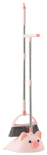 KKXXYQFC Juego Combinado de Escoba Rosa con recogedor Juego de Escoba y recogedor pequeños de pie Juego de recogedor y recogedor de Cocina Rosa Regalo de inauguración para Mujeres