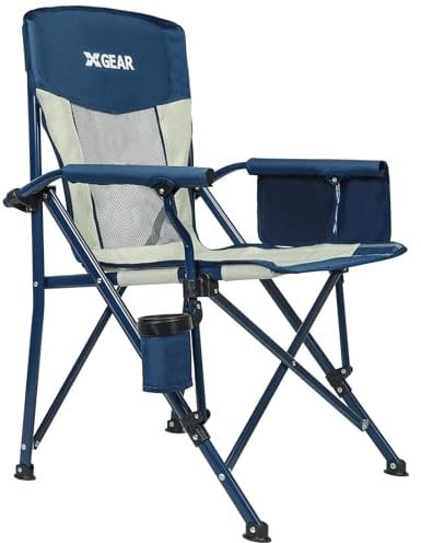 XGEAR Dark Blue Steel Frame with Dark Blue Grey fabric Hard Arm Chair