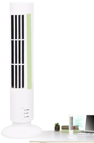 Maciun Ventilador de torre eléctrico, sin aspas, ventilador de pie silencioso con puerto USB para área de trabajo, dormitorio, viajes y hogar