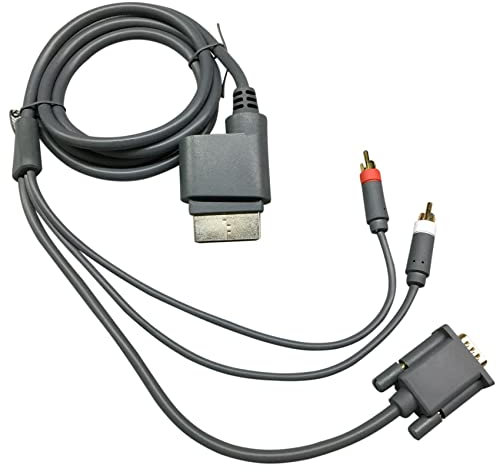 Foollusiie For XBOX360 to VGA-BOX Cable Monitor Projection TV Audio Video Cable, VGA + 2 Cable Slim Video Audio
