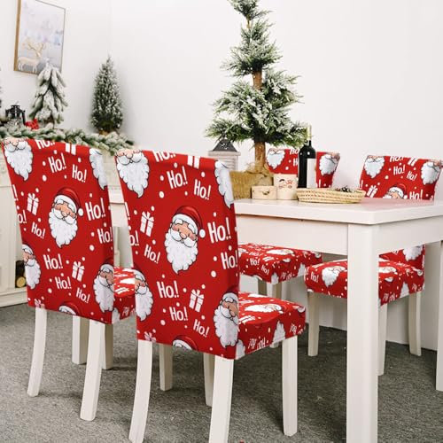 mizikuu Fundas Sillas de Comedor, Pack 4 Cubiertas para Sillas Navideñas Fundas para Sillas Elástico Funda Decorativa Navideña para Sillas para Fiesta de Navidad Casa, Cocina, Comedor