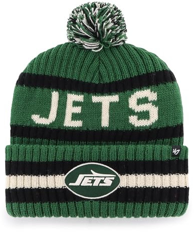 '47 NFL New York Jets Unisex Bering Bobble Winter Hat, Team Logo, Farbe Eden Grun