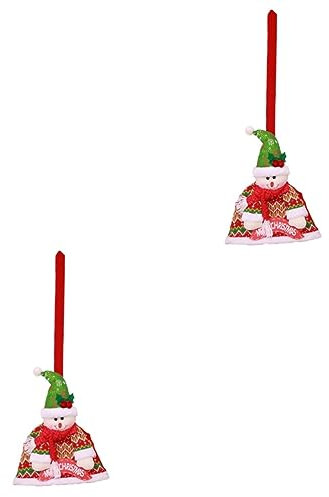 OUNONA 2 STK Besen für Weihnachtsfeier Requisiten Weihnachtsdekoration Schneemann Besenkoffer weihnachtsmotiv weihnachtsbaumdeko Weihnachtsbesenkoffer Besen für Cosplay-Versorgung rot