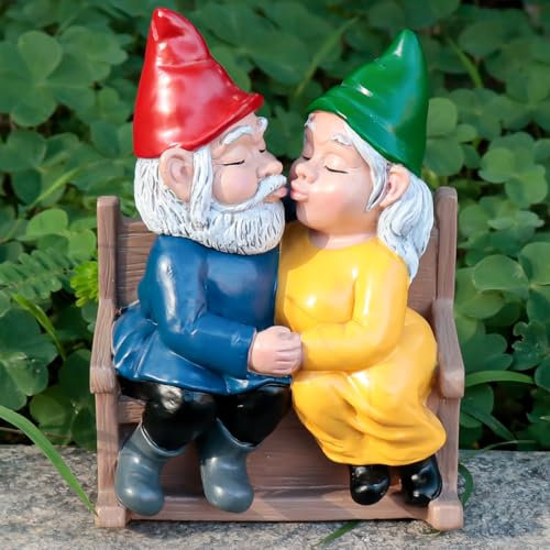 Chambtalie Kiss Garden Gnome Statue Valentine's Day Gifts Couple in Love Collectible Figurine Mr and Mrs Gnome Statue Lover Couple Figurine Romantic Gnome Statue Indoor Outdoor Garden Yard Home Décor