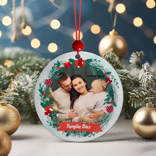 Transparent Gift Pack de Adornos Personalizados para el Árbol de Navidad con Foto y Texto Hojas. Bolas de Navidad para Personalizar. Decoración Navidad. Bolas Navidad Personalizadas. Adornos Colgantes