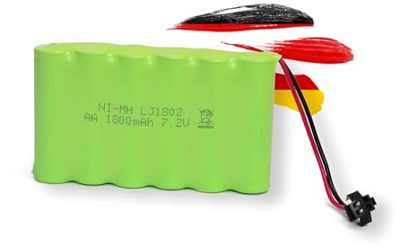 7,2V 1800-mAh NI-MH AA Akku, wiederaufladbar mit 2-poligem SM-2P Stecker, Akkupack Batterie für RC Panzer, Fahrzeug, Auto, Car, Truck, Boot, Bagger, Crawler, Spielzeug, Beleuchtung, Elektro-Werkzeuge