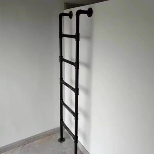 Scala in ferro battuto, per cantina, finestra, pozzo, resistente, montaggio a parete, per uso domestico ed esterno, 134,6 cm