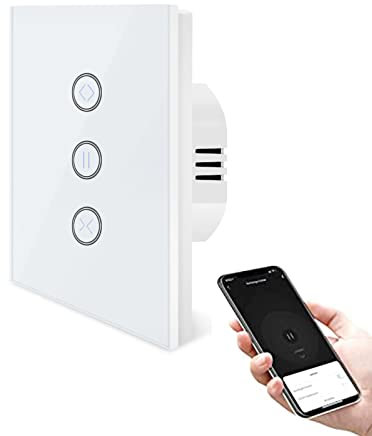 UseeLink Smart ZigBee - Interruptor de persiana compatible con Smart Life/Tuya APP, funciona con Alexa y Google Home, interruptor de persiana inteligente con panel táctil blanco (requiere