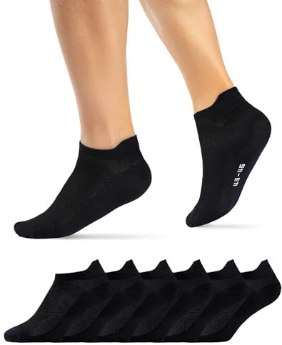 Effeet Chaussettes Running Homme Femme, Lot de 6 Paires Chaussettes Basses Courte, Chaussettes Sport Respirantes Anti Transpiration, Anti Ampoule Socquettes pour Marche, Tennis, Casual, Noir 39-42