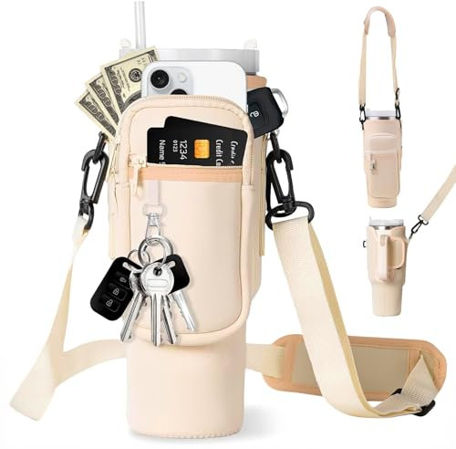 PRZRAO Sac pour Bouteille d'eau pour Tasse Stanley Cup 40 oz, Porte Gourde Sac à Dos avec Sangle Ajustable et Poche pour Téléphone, Stanley Cup Accessoires Sac pour Bouteille d'eau pour Tasse Stanley