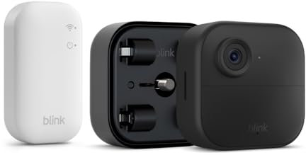 Nouvelle caméra Blink (Outdoor 4) avec module d'extension de piles : caméra de surveillance connectée HD sans fil, 4 ans d'autonomie, détection avancée, fonctionne avec Alexa (système 1 caméra)| IP65