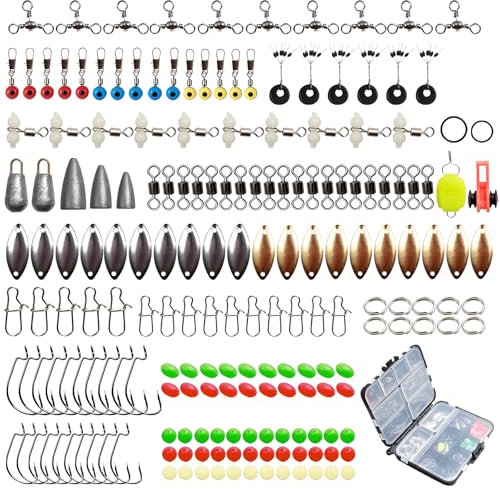 aiyraa 183pc Sea Fishing Tackle Kit - 3pc Pike Lures Set-10pc Spinner Bait Kit (silvery, s