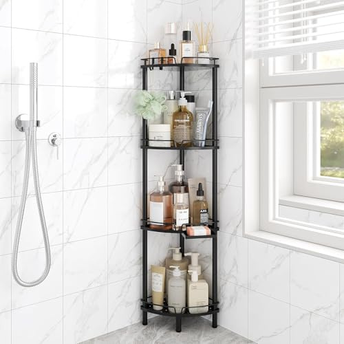 ELYKEN Étagère d'angle pour Douche, 4 Niveaux, en Métal Antirouille