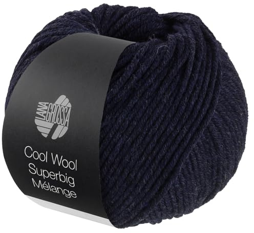 LANA GROSSA Meilenweit Superbig Melange | Extrafeine Merinowolle, waschmaschinenfest und filzfrei | Handstrickgarn aus 100% Schurwolle (extrafine) | 50g Wolle zum Stricken & Häkeln | 80m Garn FB 209