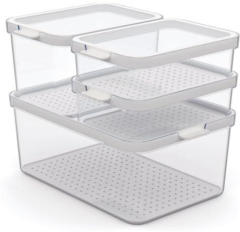 Rotho Set mit 4 transparenten Behältern Cauma 2 x 1,2 l - 1 x 2,15 l - 1 x 4,65 l