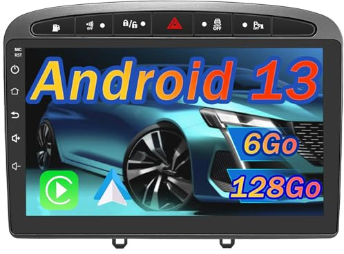 AWESAFE Autoradio Android 13 pour Peugeot 308/408(2007-2013) [6Go+128Go] avec 4G Carplay 9 Pouces Android Auto GPS WiFi DSP FM Commande au Volant/Bluetooth/Aide au Stationnement-Gris